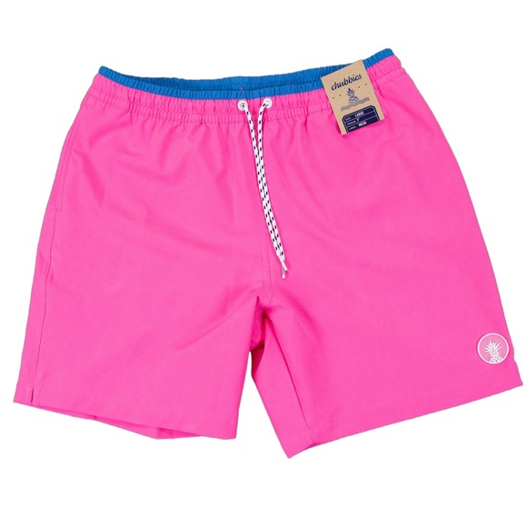 Chubbies‎ "The Avalons" Swim Trunks Mens L Pink Vibrant 7" Mesh Liner Shorts - Picture 1 of 14